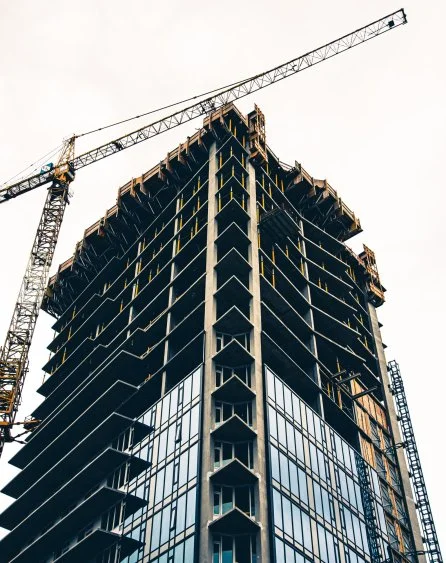 This image shows an industrial building in construction